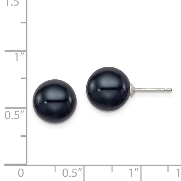 Sterling Silver 10X11MM Pearl Stud Earrings