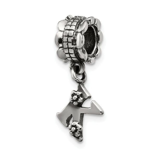 Sterling Silver Reflections Letter K Dangle Bead