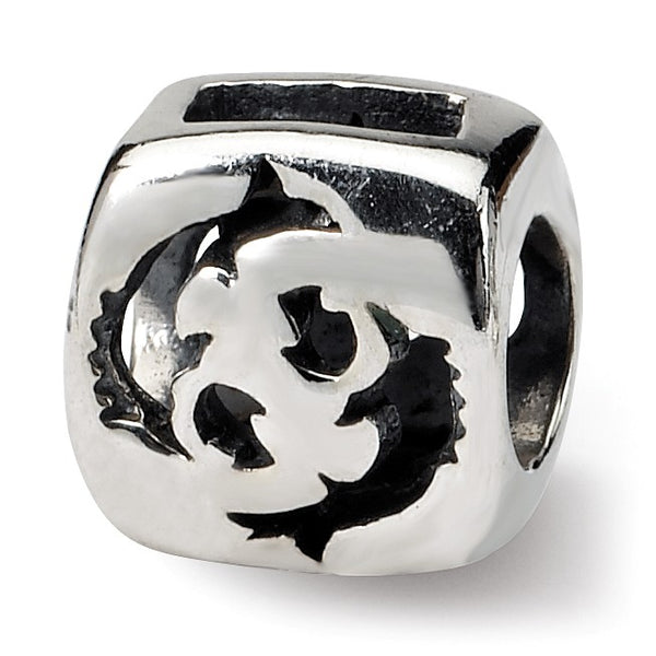 Sterling Silver Reflections Pisces Zodiac Antiqued Bead
