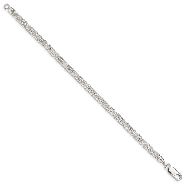 Sterling Silver Round 7.5" 5MM Lobster Clasp Fancy Bracelet