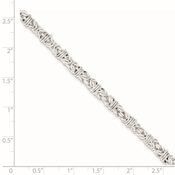 Sterling Silver Round 7.5" 5MM Lobster Clasp Fancy Bracelet