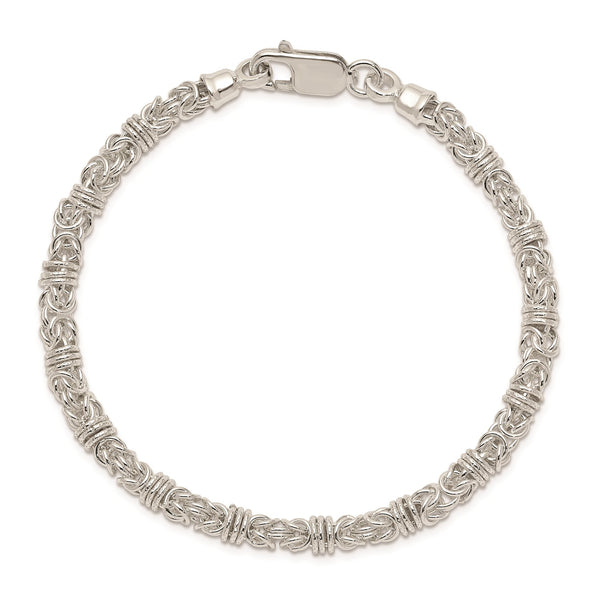 Sterling Silver Round 7.5" 5MM Lobster Clasp Fancy Bracelet