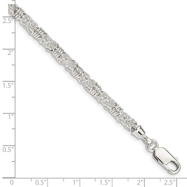 Sterling Silver Round 7.5" 5MM Lobster Clasp Fancy Bracelet