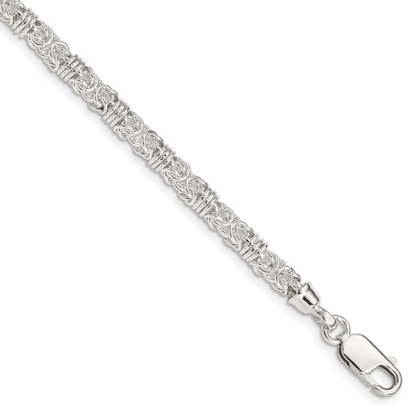 Sterling Silver Round 8.5" 5MM Lobster Clasp Fancy Bracelet