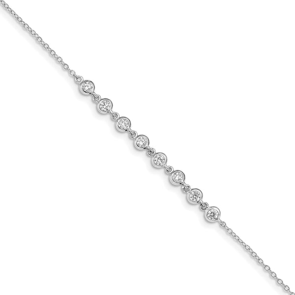 Sterling Silver Round Cubic Zirconia 6.75" Bracelet