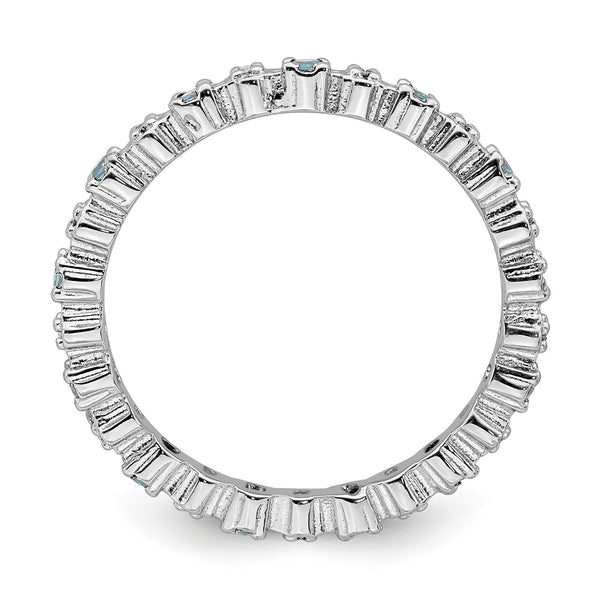 Sterling Silver Stackable Expressions Aquamarine & Diamond Ring