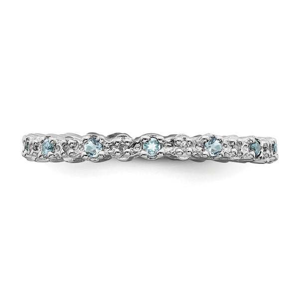 Sterling Silver Stackable Expressions Aquamarine & Diamond Ring