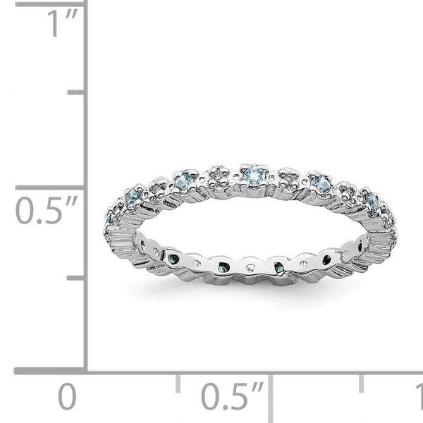 Sterling Silver Stackable Expressions Aquamarine & Diamond Ring