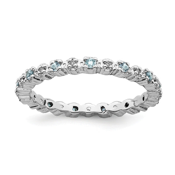 Sterling Silver Stackable Expressions Aquamarine & Diamond Ring