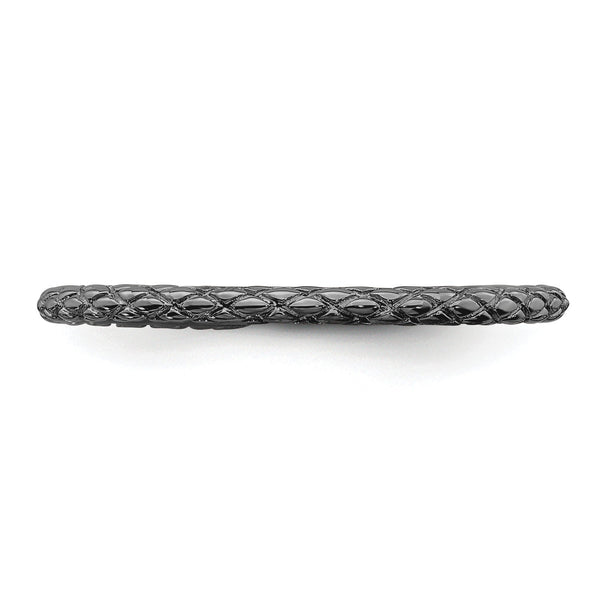 Sterling Silver Stackable Expressions Black-plated Criss-cross Ring