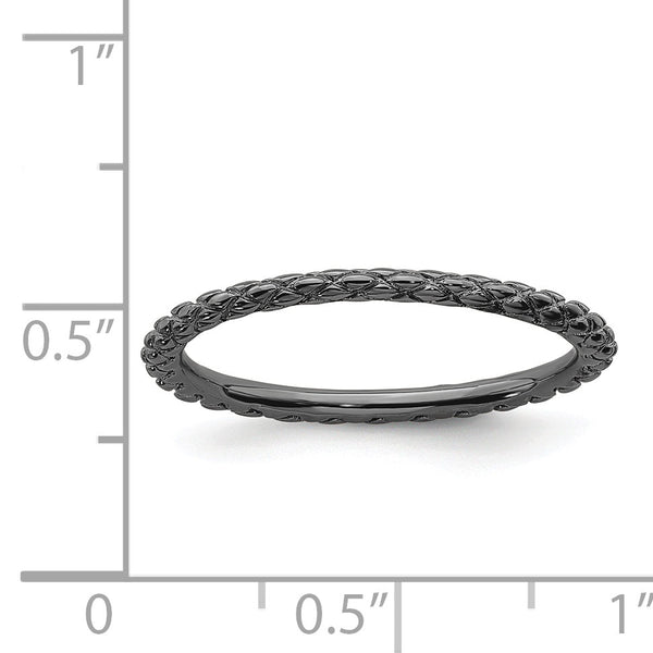 Sterling Silver Stackable Expressions Black-plated Criss-cross Ring