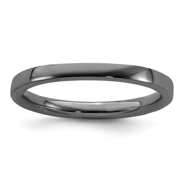 Sterling Silver Stackable Expressions Black-plated Polished Ring