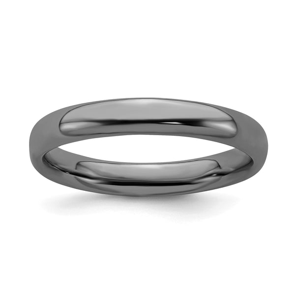 Sterling Silver Stackable Expressions Black-plated Polished Ring
