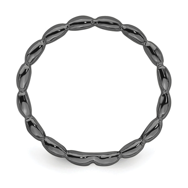 Sterling Silver Stackable Expressions Black-plated Rice Ring