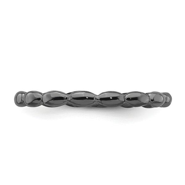 Sterling Silver Stackable Expressions Black-plated Rice Ring