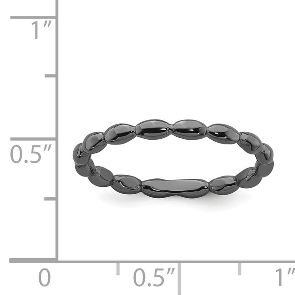 Sterling Silver Stackable Expressions Black-plated Rice Ring