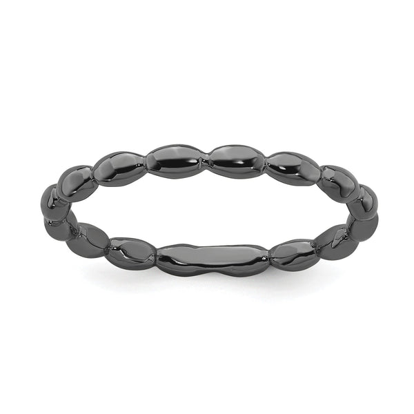 Sterling Silver Stackable Expressions Black-plated Rice Ring