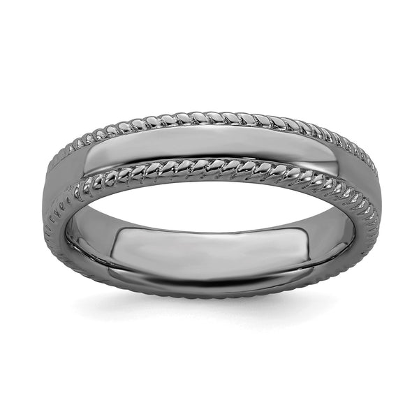 Sterling Silver Stackable Expressions Black-plated Ring