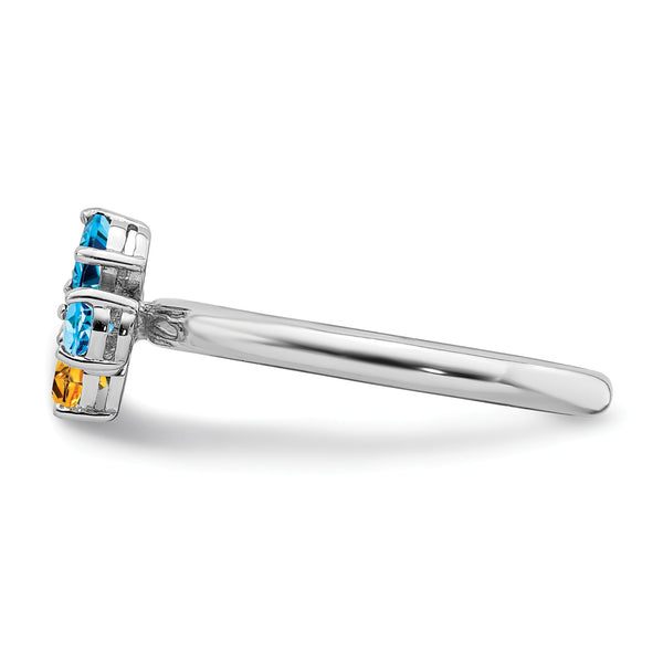 Sterling Silver Stackable Expressions Blue Topaz & Citrine Butterfly Ring