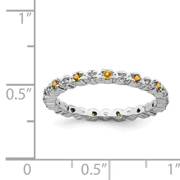 Sterling Silver Stackable Expressions Citrine & Diamond Ring