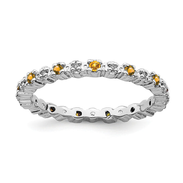 Sterling Silver Stackable Expressions Citrine & Diamond Ring