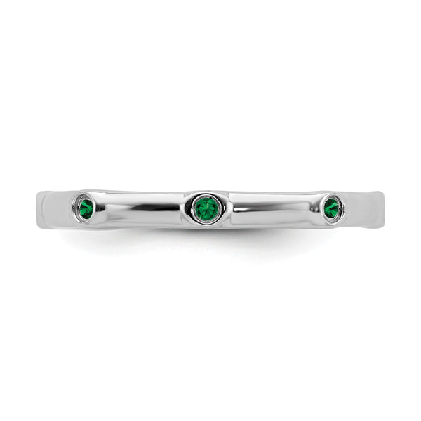 Sterling Silver Stackable Expressions Created Emerald Ring