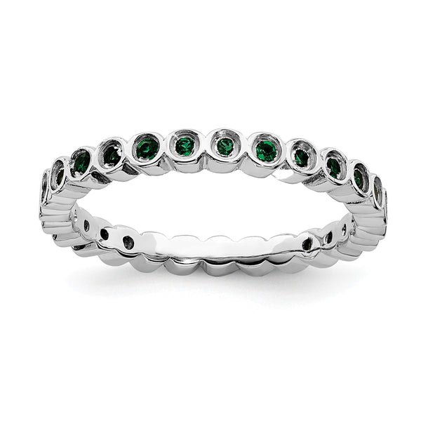 Sterling Silver Stackable Expressions Created Emerald Ring