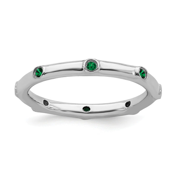 Sterling Silver Stackable Expressions Created Emerald Ring