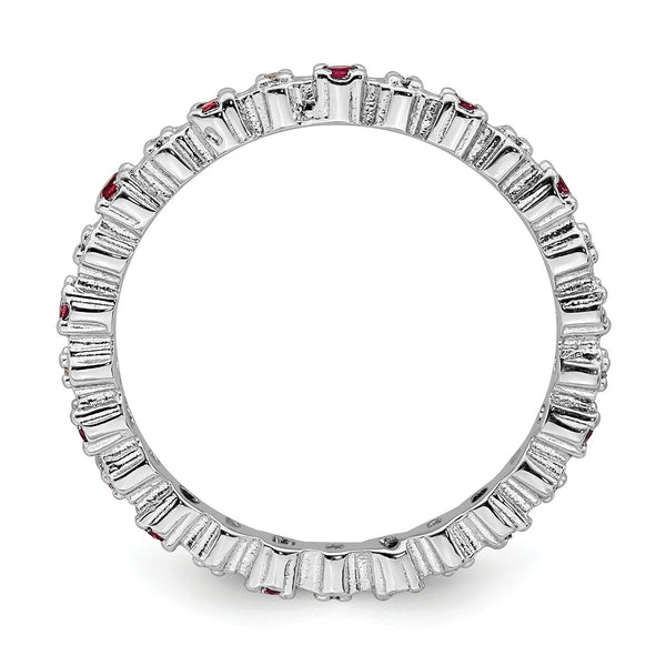 Sterling Silver Stackable Expressions Garnet & Diamond Ring