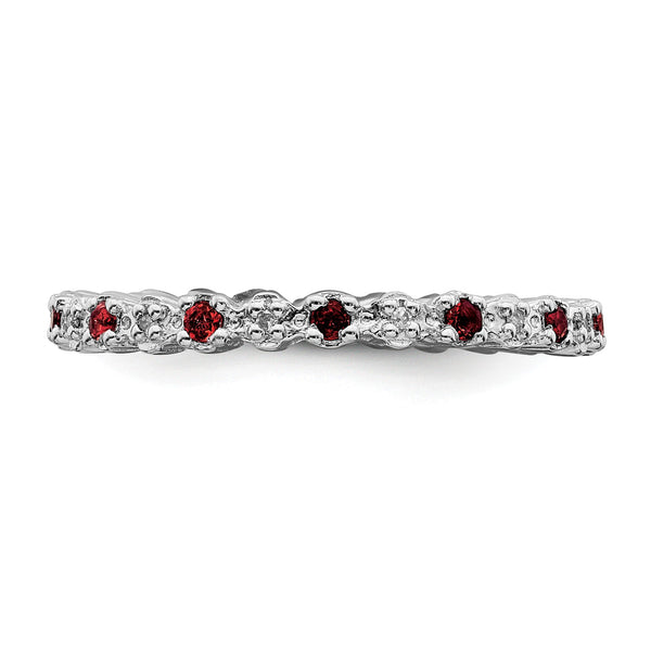 Sterling Silver Stackable Expressions Garnet & Diamond Ring