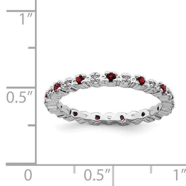 Sterling Silver Stackable Expressions Garnet & Diamond Ring