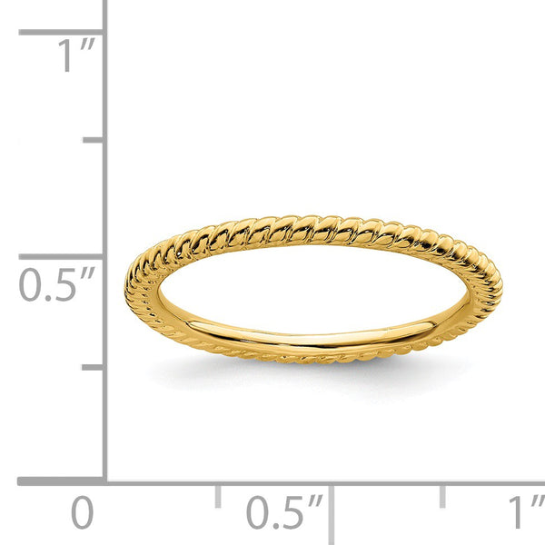 Sterling Silver Stackable Expressions Gold-plated Twisted Ring