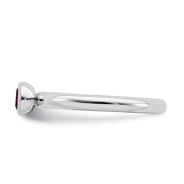 4MM Created Ruby and Sterling Silver Ring; Size 7