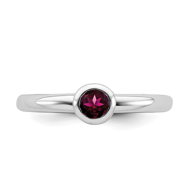 4MM Created Ruby and Sterling Silver Ring; Size 7