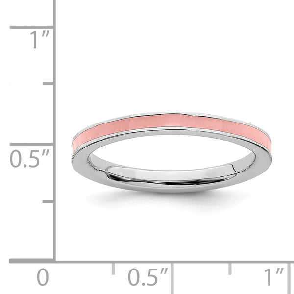 Sterling Silver Stackable Expressions Pink Enameled 2.25mm Ring