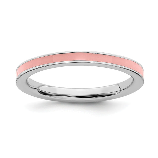 Sterling Silver Stackable Expressions Pink Enameled 2.25mm Ring