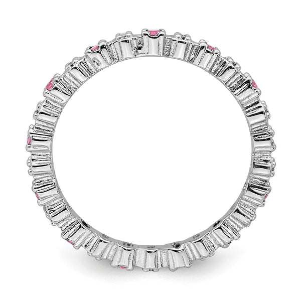 Sterling Silver Stackable Expressions Pink Tourm. & Diamond Ring