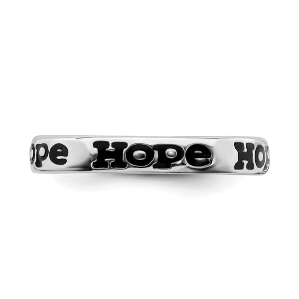 Sterling Silver Stackable Expressions Polished Enameled Hope Ring