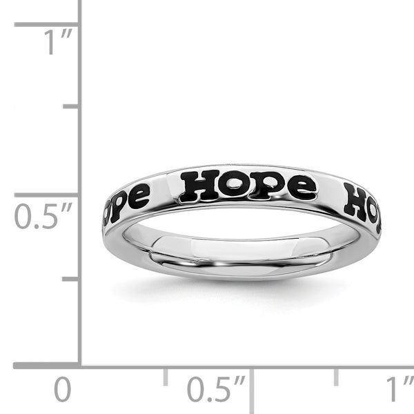 Sterling Silver Stackable Expressions Polished Enameled Hope Ring