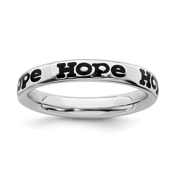Sterling Silver Stackable Expressions Polished Enameled Hope Ring