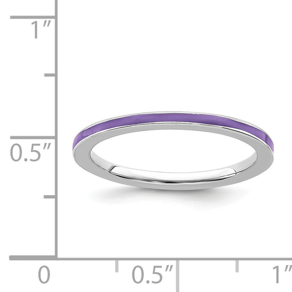Sterling Silver Stackable Expressions Purple Enameled 1.5mm Ring