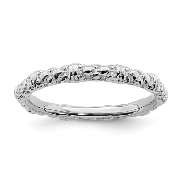 Sterling Silver Stackable Expressions Rhodium Cable Ring
