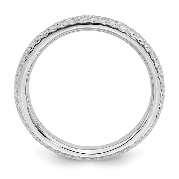 Sterling Silver Stackable Expressions Rhodium Cable Ring