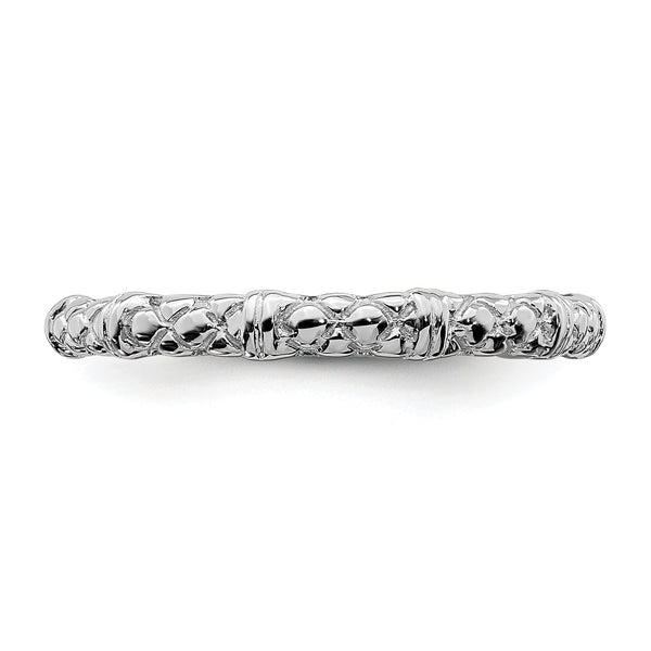 Sterling Silver Stackable Expressions Rhodium Cable Ring