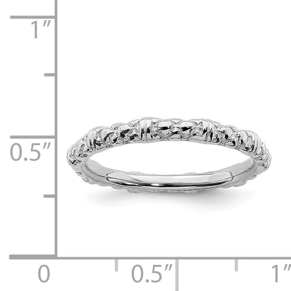 Sterling Silver Stackable Expressions Rhodium Cable Ring