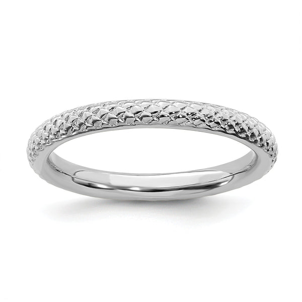 Sterling Silver Stackable Expressions Rhodium Cable Ring