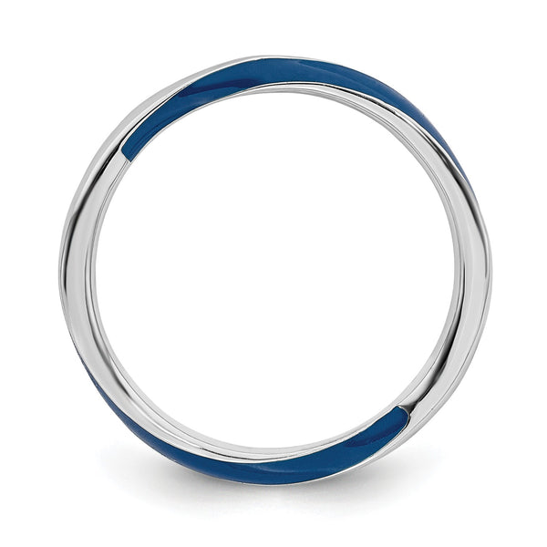 Sterling Silver Stackable Expressions Twisted Blue Enameled Ring