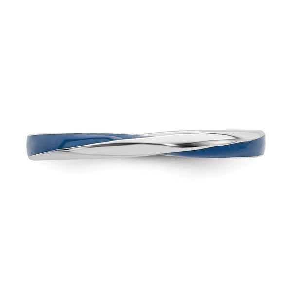 Sterling Silver Stackable Expressions Twisted Blue Enameled Ring