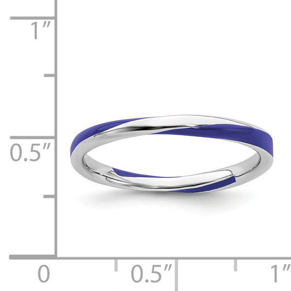 Sterling Silver Stackable Expressions Twisted Blue Enameled Ring