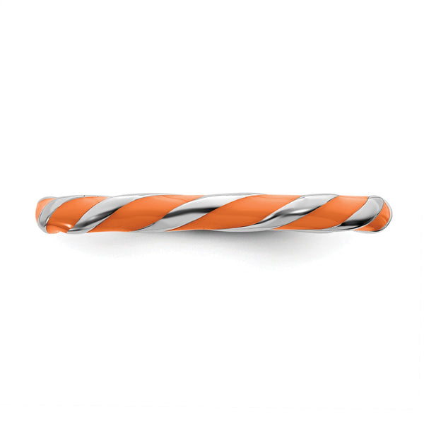 Sterling Silver Stackable Expressions Twisted Orange Enameled Ring